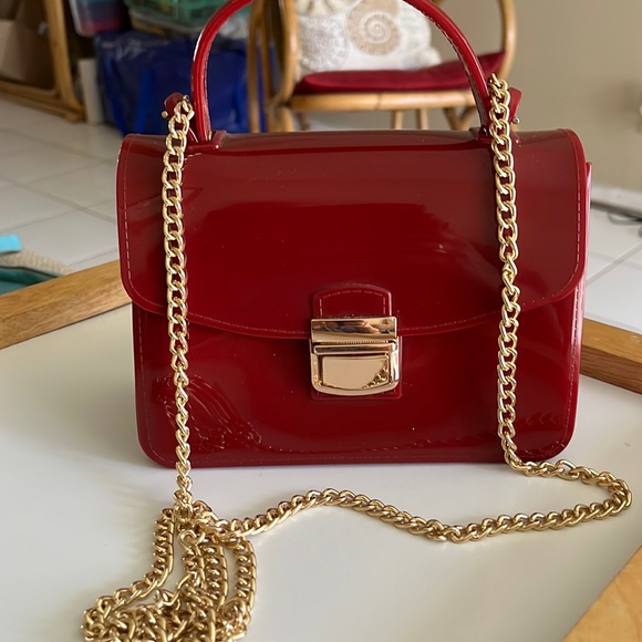 Handbags - Cute and fun. Red patent rubber like shoulder bag